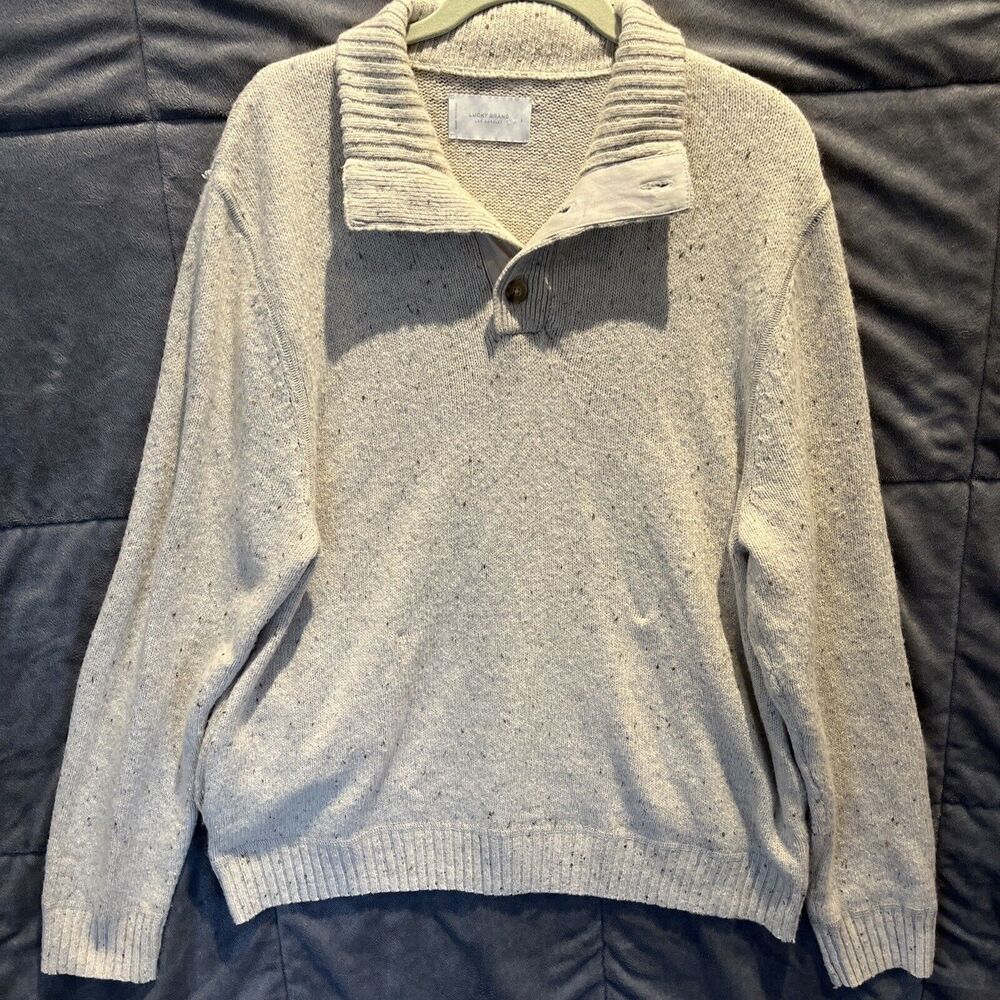 Lucky Brand Mens Shirt Sweater Top Pullover Size Large Henley Waffle Knit